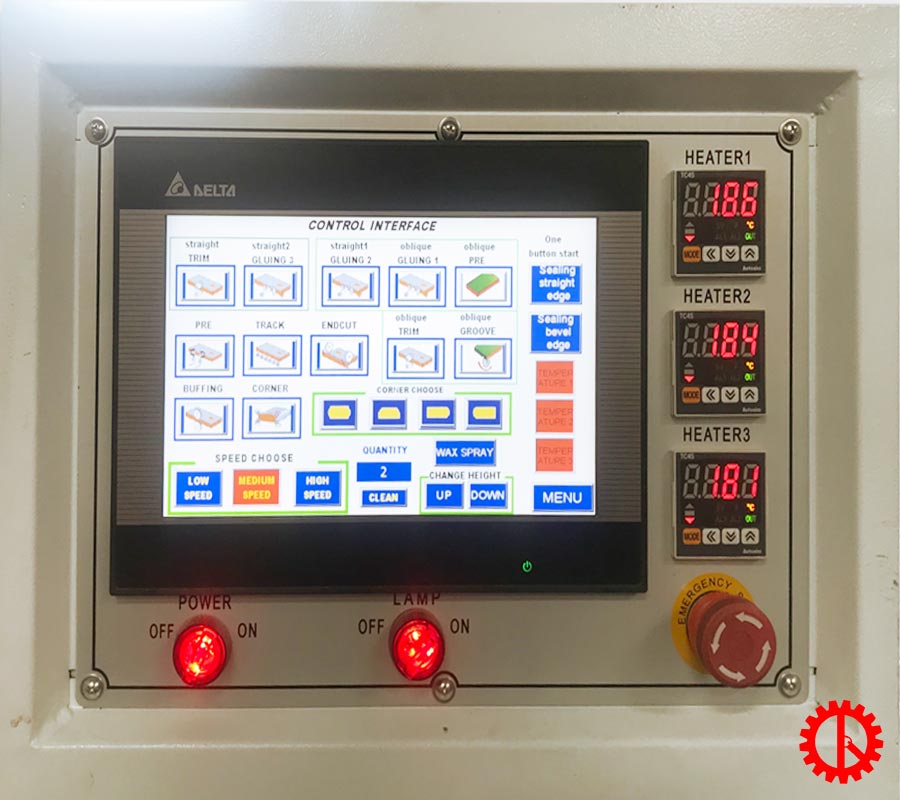 MÁY DÁN CẠNH KEO PUR - SM 480 PUR Màn hình máy dán cạnh ván keo PUR chống thấm 3 nồi keo SM-480 PUR | Quốc Duy