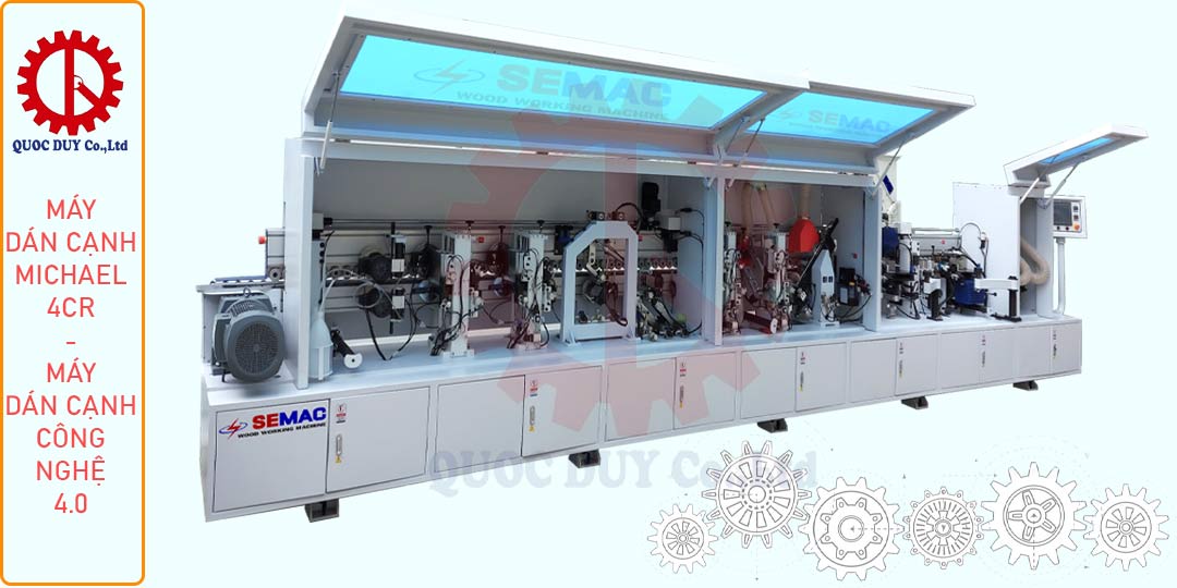 Máy dán cạnh gỗ công nghiệp tự động công nghệ 4.0 Máy dán cạnh gỗ công nghiệp Michael 4CR