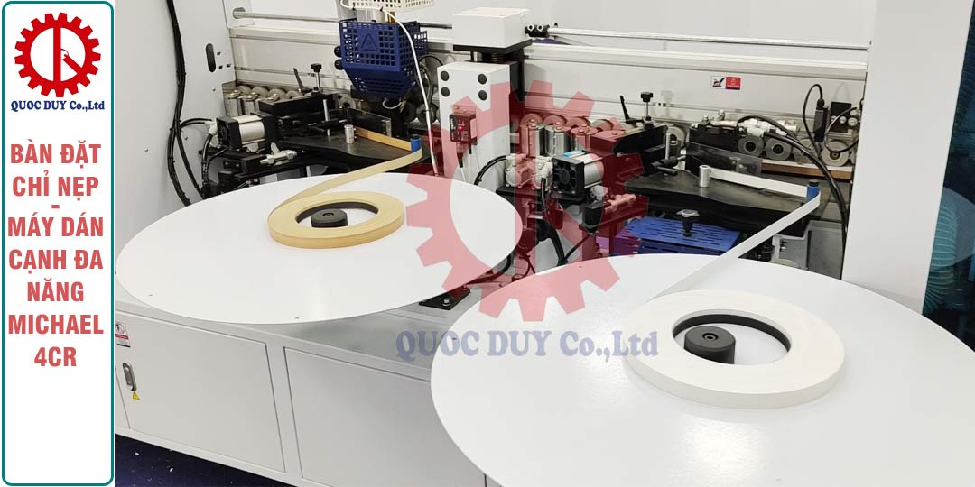 Máy dán cạnh gỗ công nghiệp tự động công nghệ 4.0 Bàn đặt chỉ nẹp - máy dán cạnh gỗ công nghiệp Michael 4CR