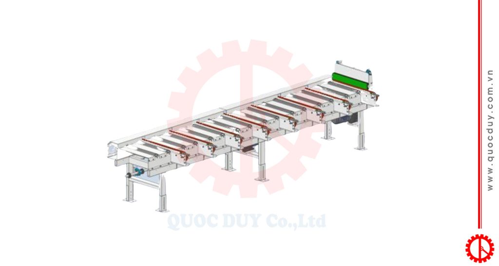 CHUYỀN XẺ CẮT CHỌN LỰA THÔNG MINH (Scan - Xẻ - Scan - Cắt ngang) - SDC Z16 Băng tải chuyển hướng ngang