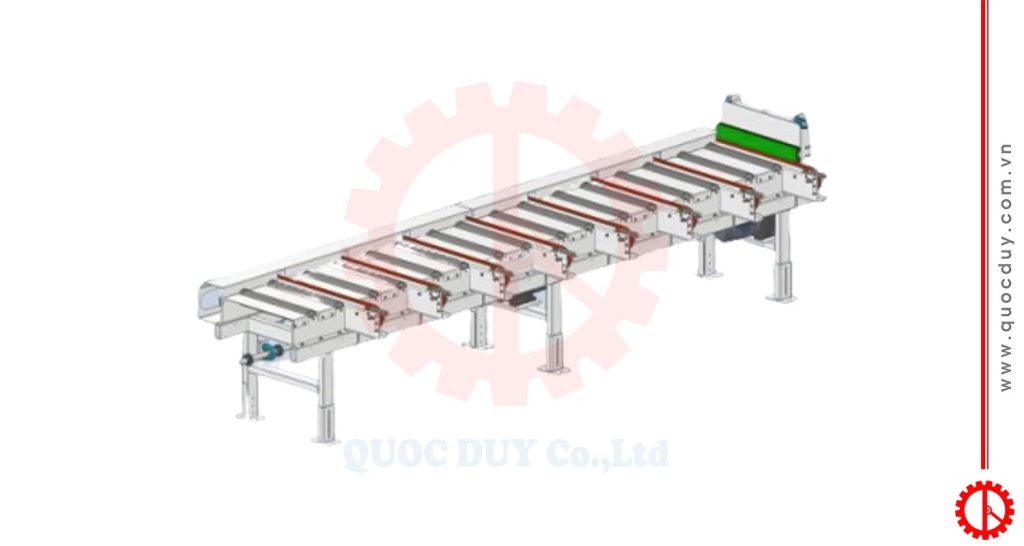 CHUYỀN XẺ CẮT CHỌN LỰA THÔNG MINH (Scan - Xẻ - Scan - Cắt ngang) - SDC Z16 Băng tải chuyển hướng ngang tải nặng