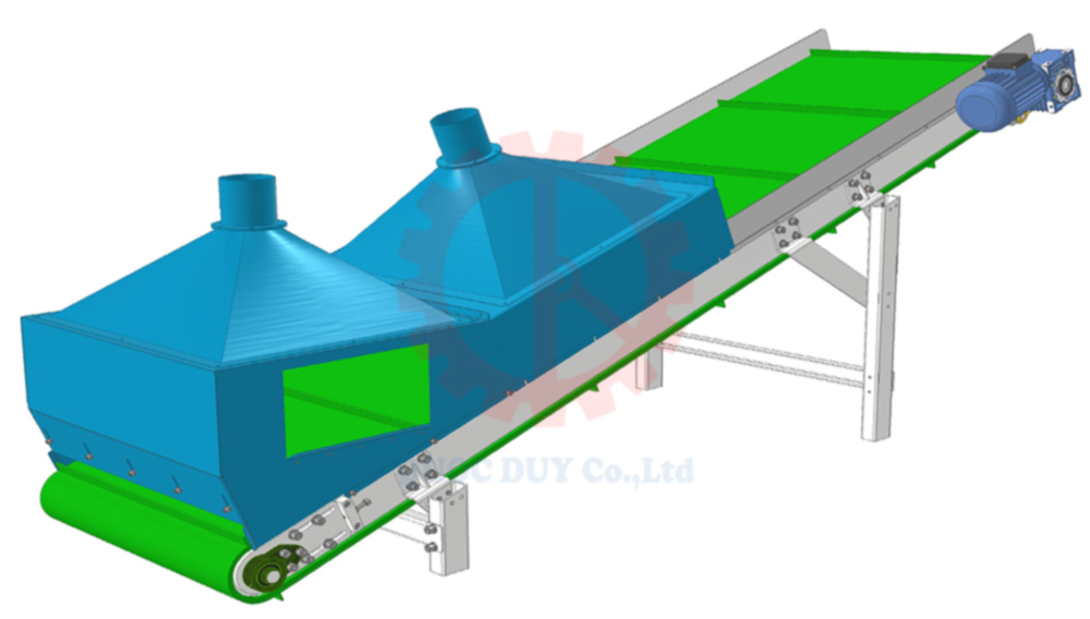 CHUYỀN CẮT BÀO CHỌN LỰA THÔNG MINH (CẮT - BÀO - SCAN - LỰA PHÔI) - SDC Z03 Băng tải nâng phế liệu chuyền cắt bào chọn lựa thông minh