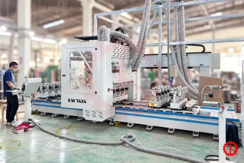 MÁY PHAY CNC 4 TRỤC 16 DAO KẸP XOAY 180 ĐỘ - KW T4X4 24S GIAO MÁY MỘNG ÂM DƯƠNG CNC KW T4X4