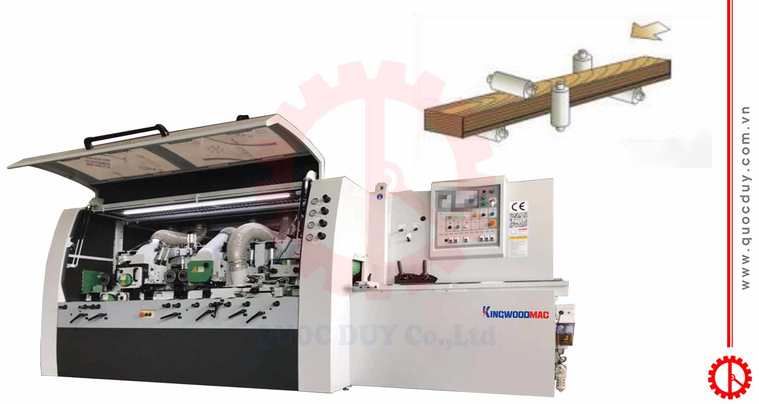 máy bào 4 mặt 5 trục cao tốc 230mm Quốc Duy