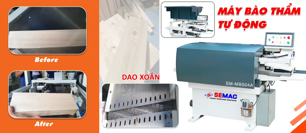 Máy bào thẩm tự động dao xoắn giá tốt | Quốc Duy