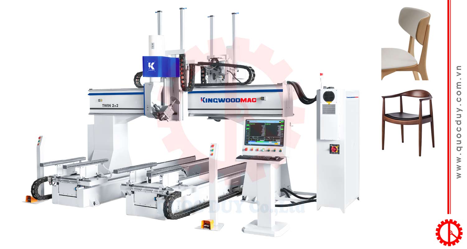 Máy CNC 5 trục 2 đầu độc lập di chuyển 2 phương
