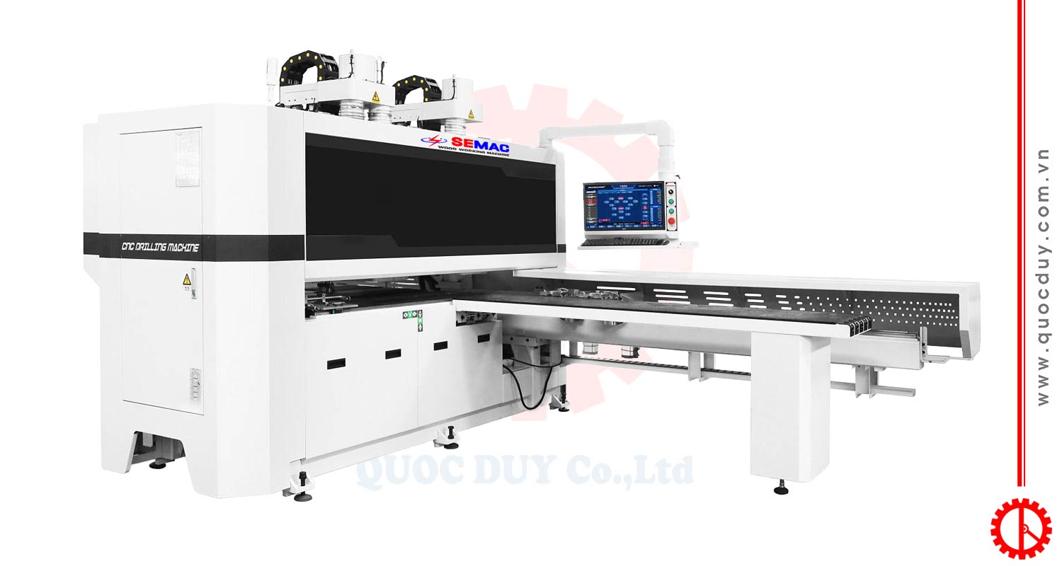 Máy khoan CNC 6 mặt 2 cụm khoan thay dao tự động
