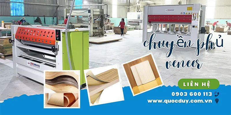 Máy lăn keo ứng dụng trong chuyền phủ veneer | Quốc Duy