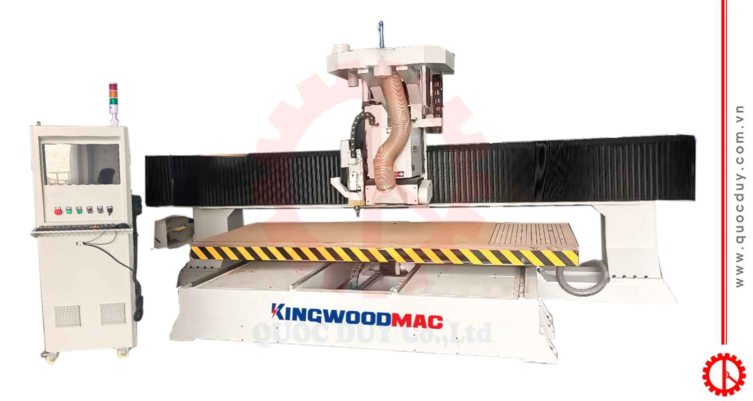 Máy phay CNC router 1 đầu thay dao đĩa q trục bào quay 180°
