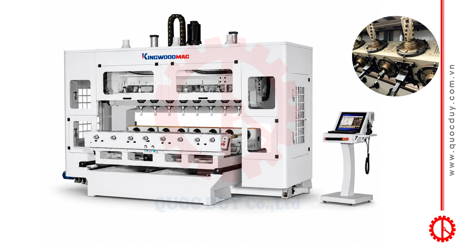 Máy phay tiện cnc 32 đầu dao 8 phôi có dao tiện tròn
