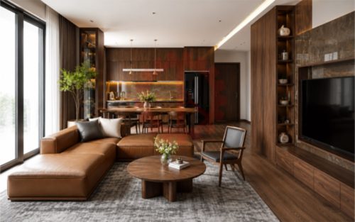 DÂY CHUYỀN PHỦ MẶT VENEER CÔNG SUẤT 10000 TẤM/THÁNG noi that phong khach phu veneer